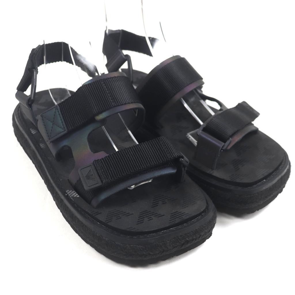 Pristine EMPORIO ARMANI Sandals Logo design strap black Nylon mens 7 X4P112 Used