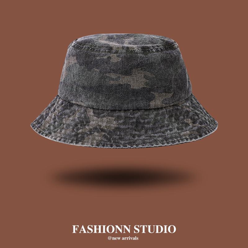 New Washed Old Retro Camouflage Soft Bucket Hat Men And Women Outdoor Mountaineering Sun Hat Sun Protection