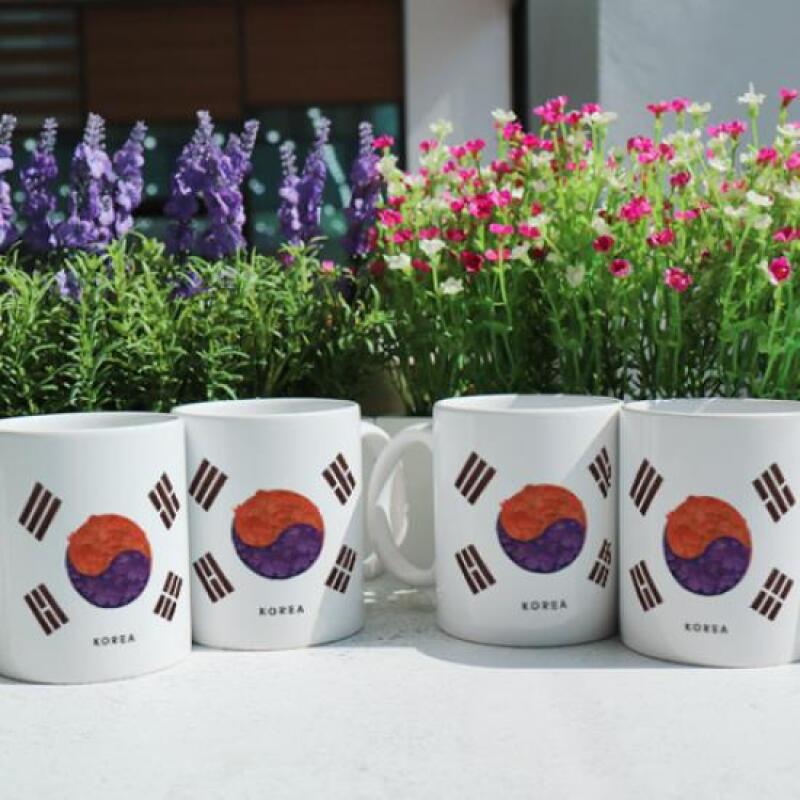 tj237-Design Mug 4p-Mugunghwa and Taegeukgi