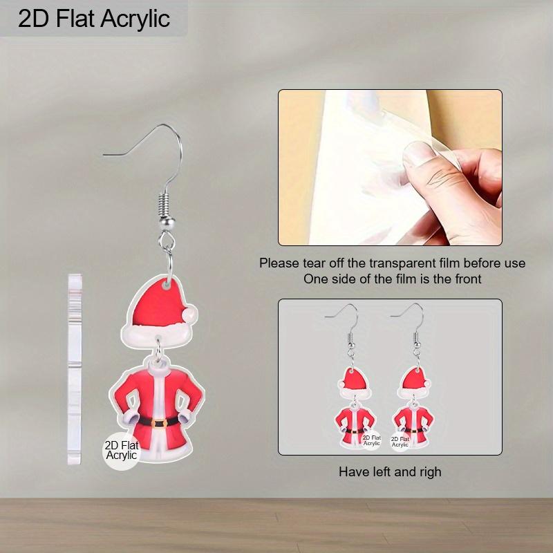 2D Flat Santa Claus Clothes Dangling Earrings, Lightweight Acrylic Material, Ideal for Party Gifts, Jewelry, and Christmas Gifts.