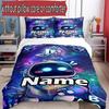 3pcs Duvet Cover Set (1*Duvet Cover + 2*Pillowcase, Without Core), Custom Name Cosmic Bot Crew Pattern Bedding Set, Home Bedroom Decor Gift
