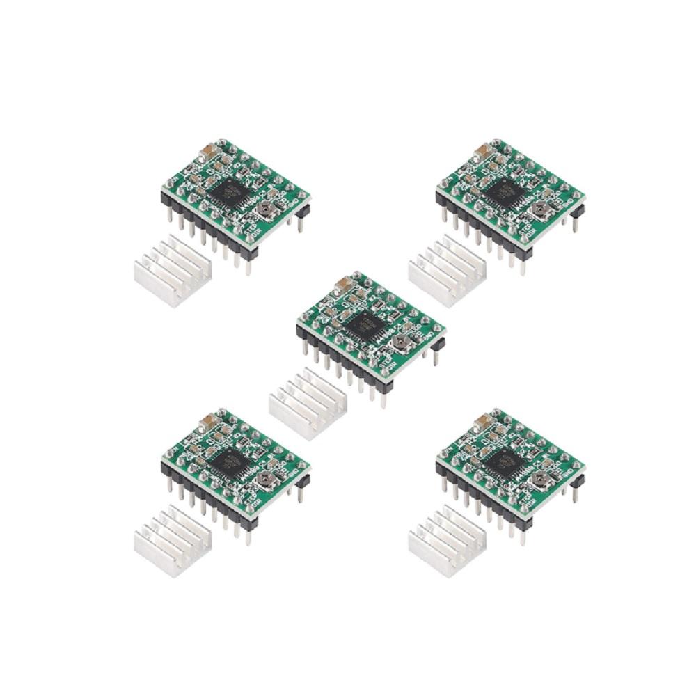 5Pcs A4988 Stepper Motor Driver Module with Heat Sink For 3D Printer Reprap