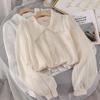 2025 Autumn Trendy White Peter Pan Collar Fairy Blouse for Women