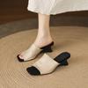French soft one-word cool slippers for women to wear 2025 summer new fish mouth open-toed sandals