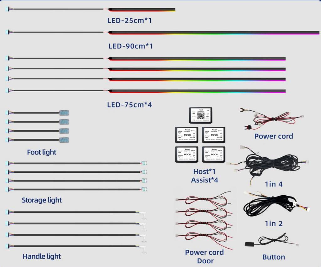 22 in 1/18 in 1/10 RGB Car Ambient Light Kit Fast Delivery Symphony Car LED Lamp with Optical Acrylic Strip for Car Interior