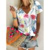 Women's T-Shirt Plant Flower Print Bohemian Style Fashion Casual Street Round Neck Oversized Summer Women's Clothing