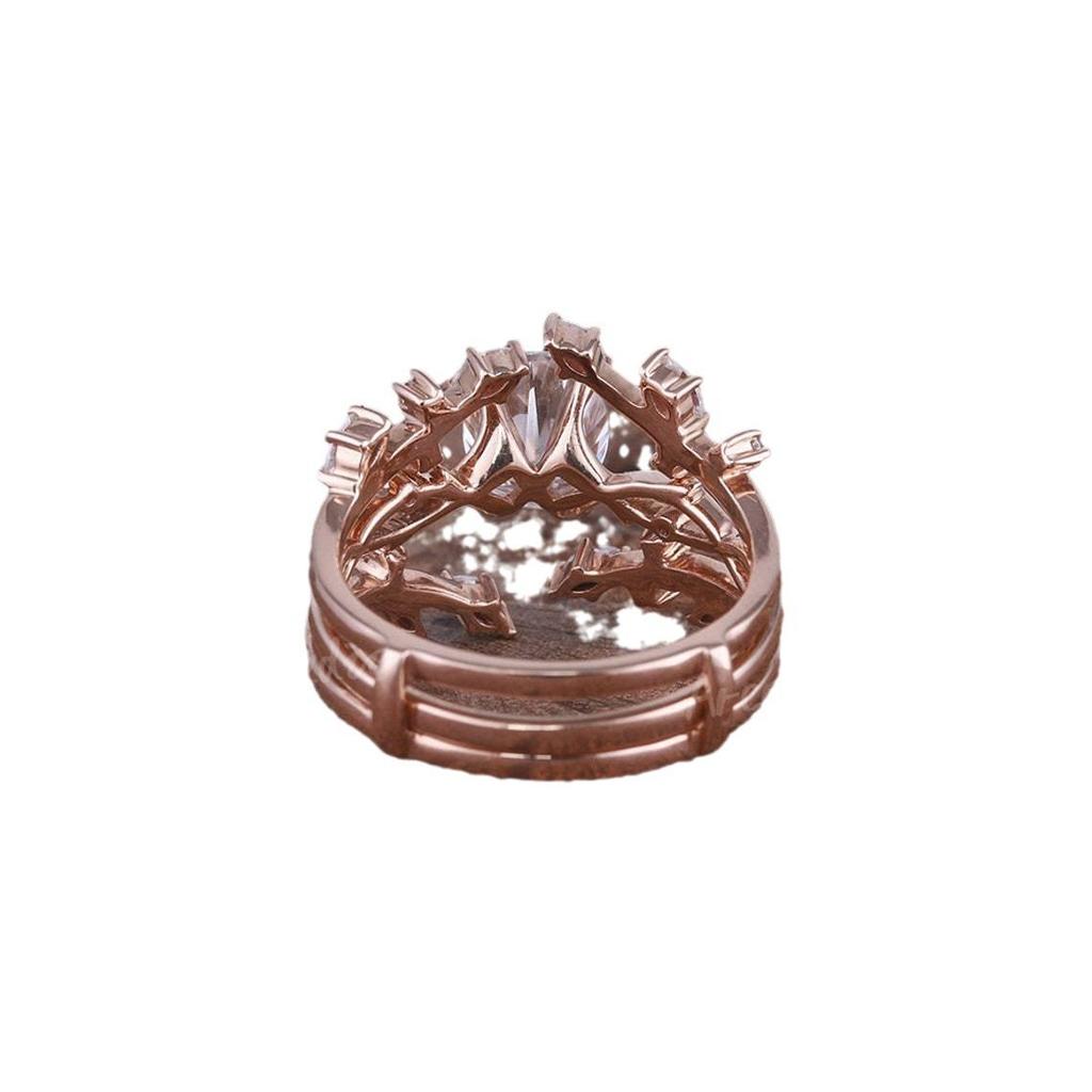 Rose Gold Diamond Princess Stackable Ring Set - European & American Fashion Women's Engagement & Proposal Ring