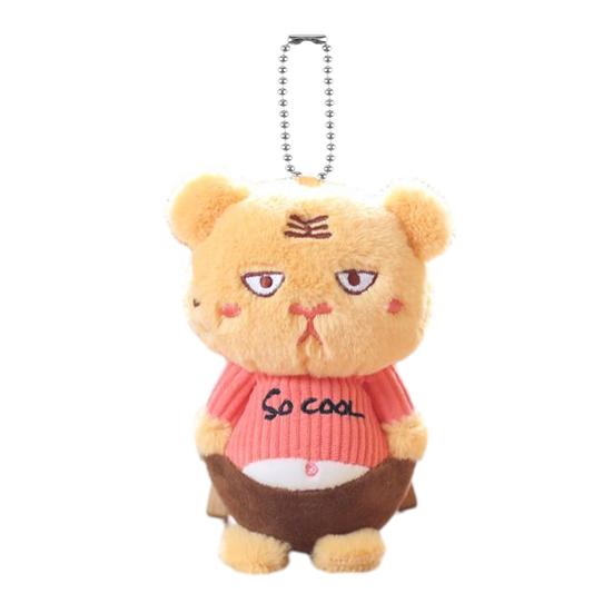 

Cat Plush Pendant Keychain Cute Animal Bag Charm Soft Fluffy Pig Panda Bear Rabbit Portable Hanging Chain Decompress Toy Tiger