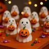 Realistic Halloween Ghost Statue Cute Holding Pumpkin Ghost Pumpkin Ghost Figurine  Indoor Outdoor