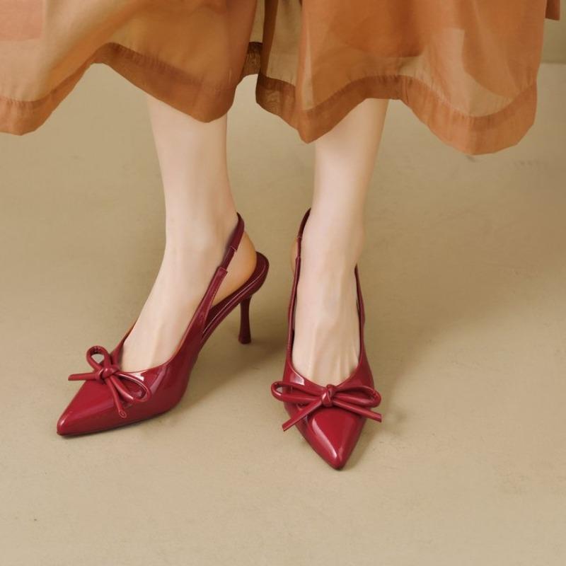 Fashion Hot Selling 2025 New Beaded Mesh Slingback Heels for Women Luxury Pointed Toe Heeled Pumps  Lady Pumps Summer Stiletto Shoe