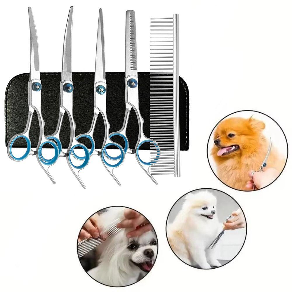 Professional Dog Grooming Trim Down Curved Stainless Steel Dog Haircut Trim Tools Round Tips Safety Pet Precision Trimming