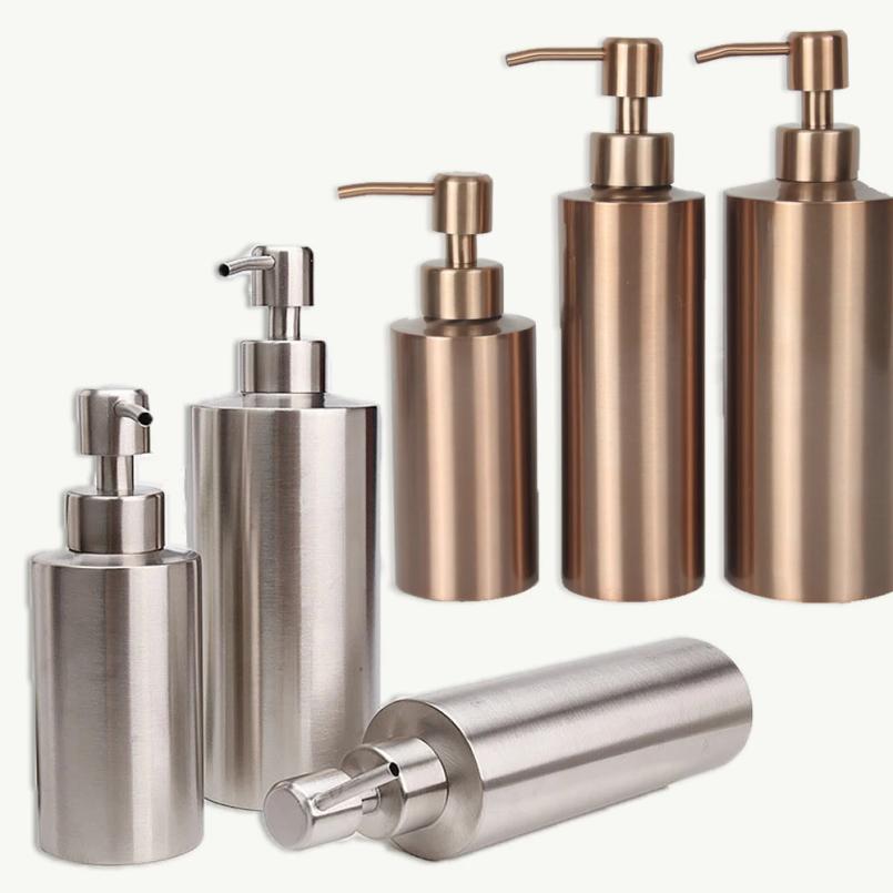 Liquid Soap Dispenser Bottle Gel Bottle 304 Stainless Steel Silver Rose Gold Lotion Pump Hand Soap Kitchen Bathroom Dispenser