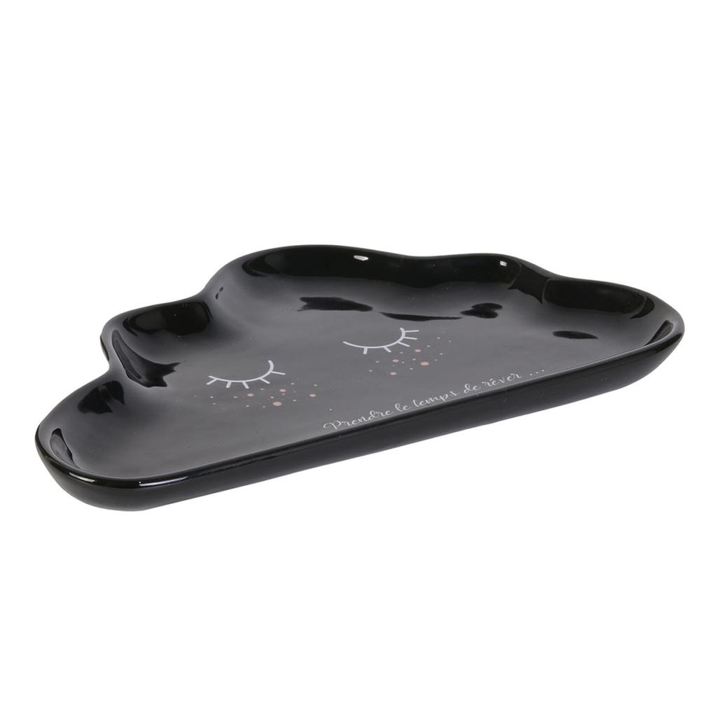 Les Trésors De Lily [A1710] – Aufbewahrungsbecher „Nuage“ aus schwarzer Keramik (Nehmen Sie sich Zeit zum Träumen . . . ) - 24x14cm