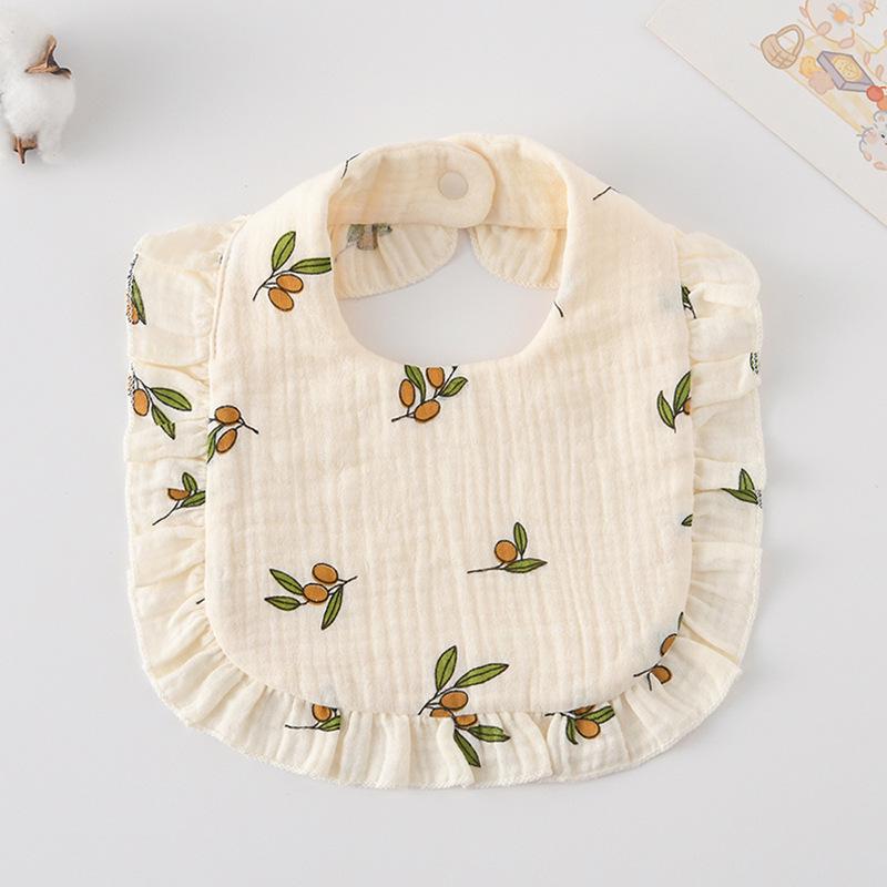 Ruffle Baby Drool Bibs: Pure Cotton Printed Lace Bibs