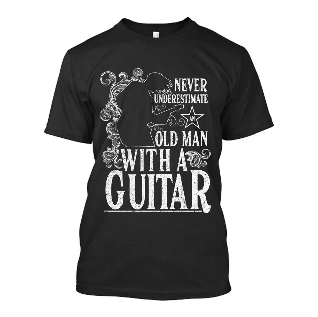 Never Underestimate An Old Man With Guitar New Mens Shirt Funny Slogan Humor Tee XS