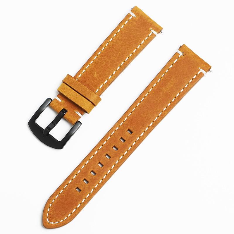 Retro Crazy Horse Leder Smartwatch-Armband, 18 mm 20 mm 22 mm, Echtes Rindsleder mit Schnellverschluss