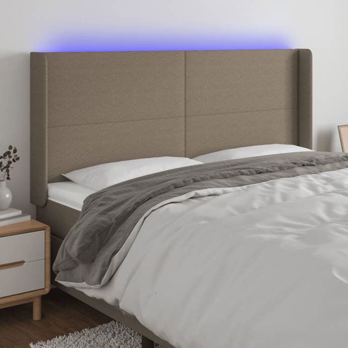 VidaXL Tête de Lit à LED Meuble de Chambre à Coucher Accessoire de Lit Double Tête de Cadre de Lit Intérieur Taupe 3123794