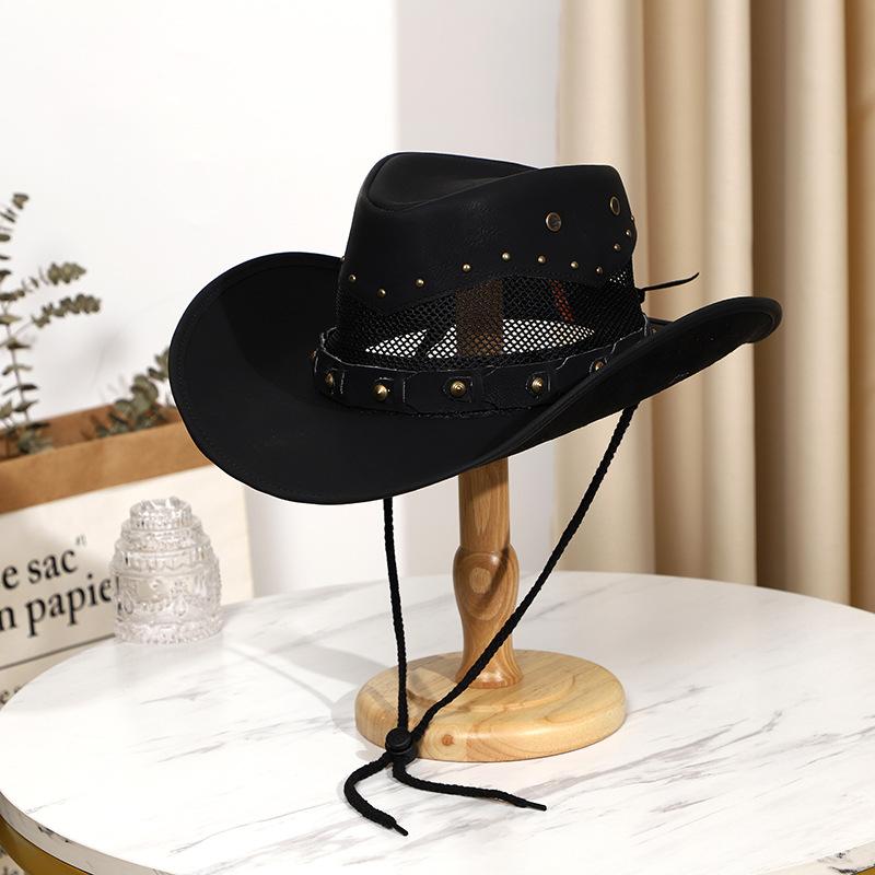 Leather American Western Cowboy Hat Sun Hat Outdoor Prairie Riding Hat Beach