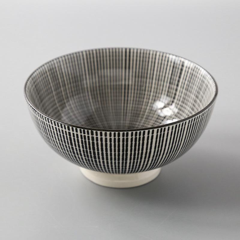 Japanese 6 Inch Noodle Bowl Ceramic Underglaze High Foot Salad Bowl for Home Ramen