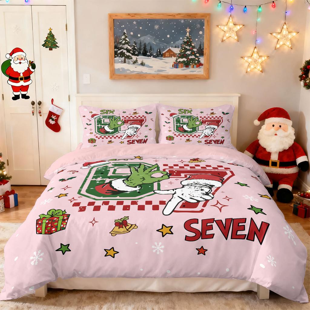 Bed Three-Piece Set Green Hair Monster Hand Pillow Cover Quilt Cover Digital Printing Bedding