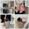 Button Flower Linen Bag Large Capacity Linen Handbag Portable Love Heart Tote Bag  Beach