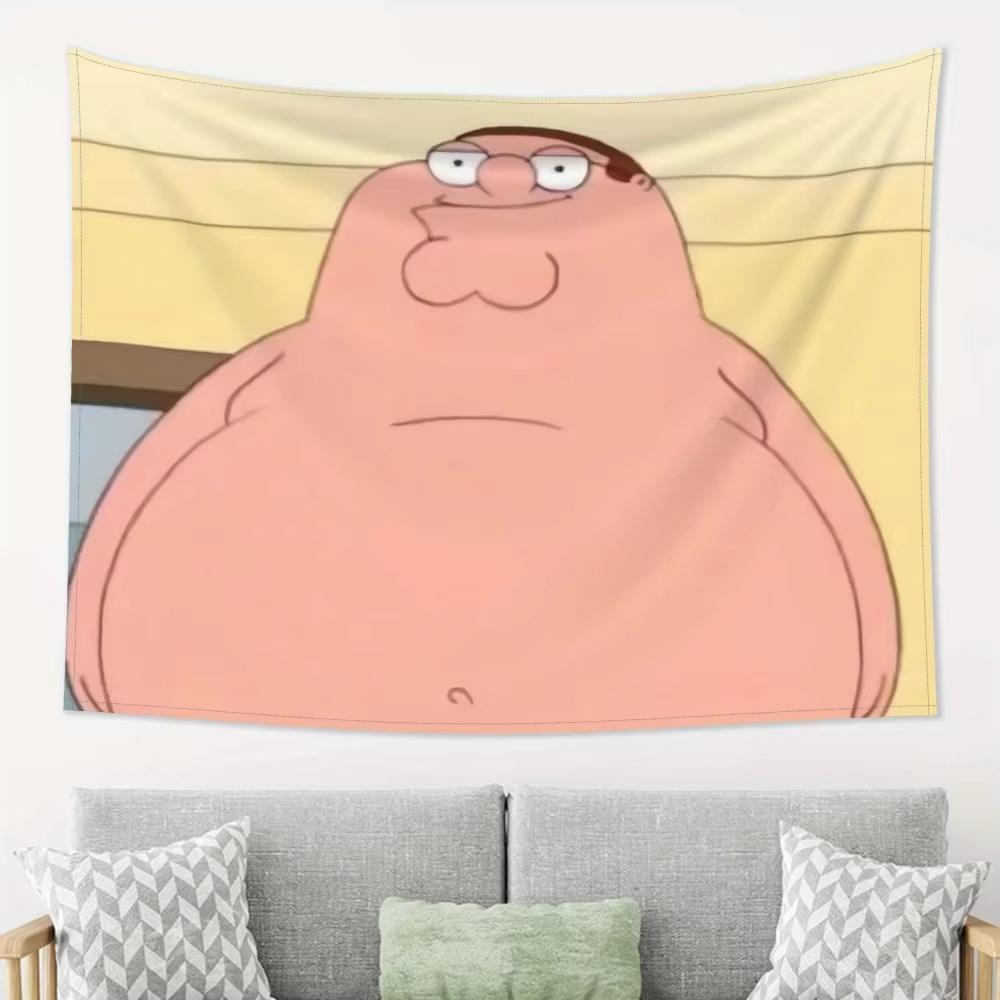 Peter Griffin Theme Tapestry Funny Office Wall Art For Gaming Room Bedroom Dorm Decor Flat Print Personalized Home Gift