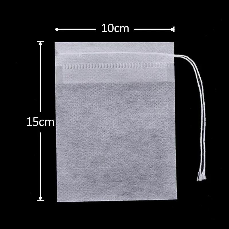 50pcs/lot Disposable Teabags Non-woven Fabric Tea Filter Bags for Coffee Spice Tea Bag with Drawstring Filters Kitchen Teaware