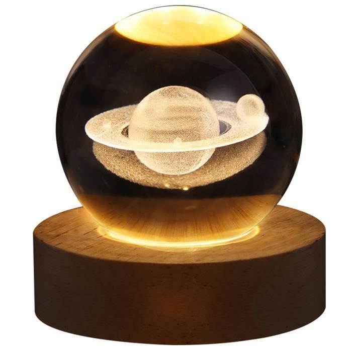 Lampe décorative - Saturne - Cristal - 6CM - Lumière chaude 3000K