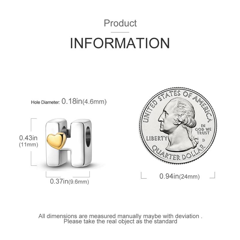 Charms Originale Heart English Alphabet Series Bead Fits Bracelets Necklace Women Charm Copper Luxury Diy Jewelry Gifts