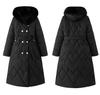 Long Jacket Women Winter Hooded Design Detachable Sleeves Fur Collar Waist Cinching Warm Thick Coat