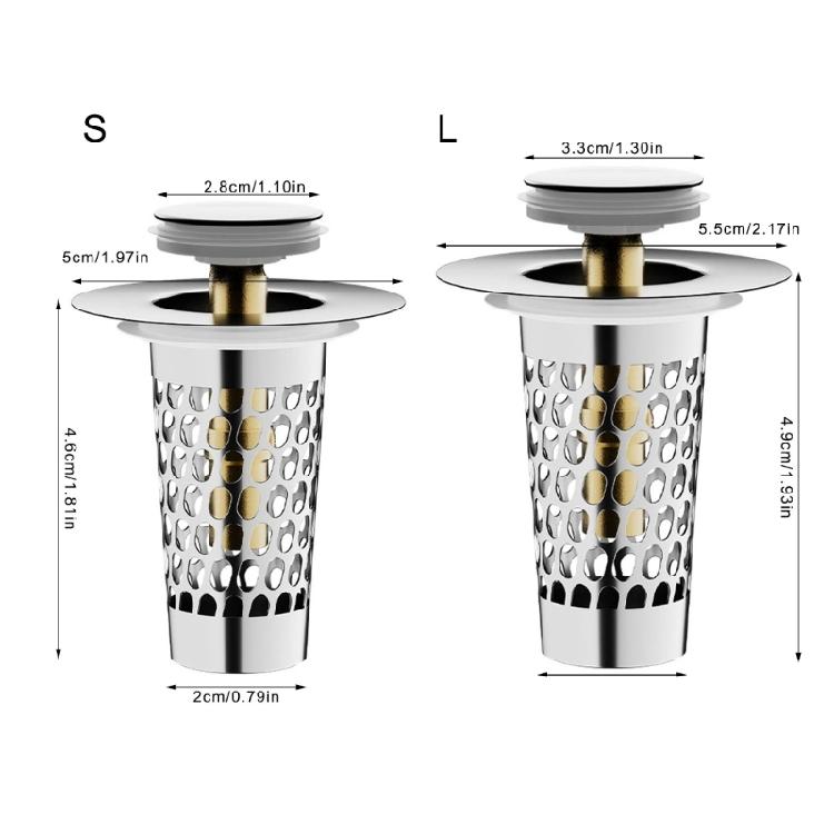 Sink Drain Strainer Basket Metal Drain Plug Push Type Bounce Cores Drain Filter AntiClogging Sink Stoppers Enduring