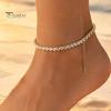 Sparkling Zircon Anklet 4mm Cubic Zirconia Classic Tennis Bracelet, Adjustable Rhinestone for Women, Hypoallergenic Dainty Ankle Bracelet Foot Jewelry