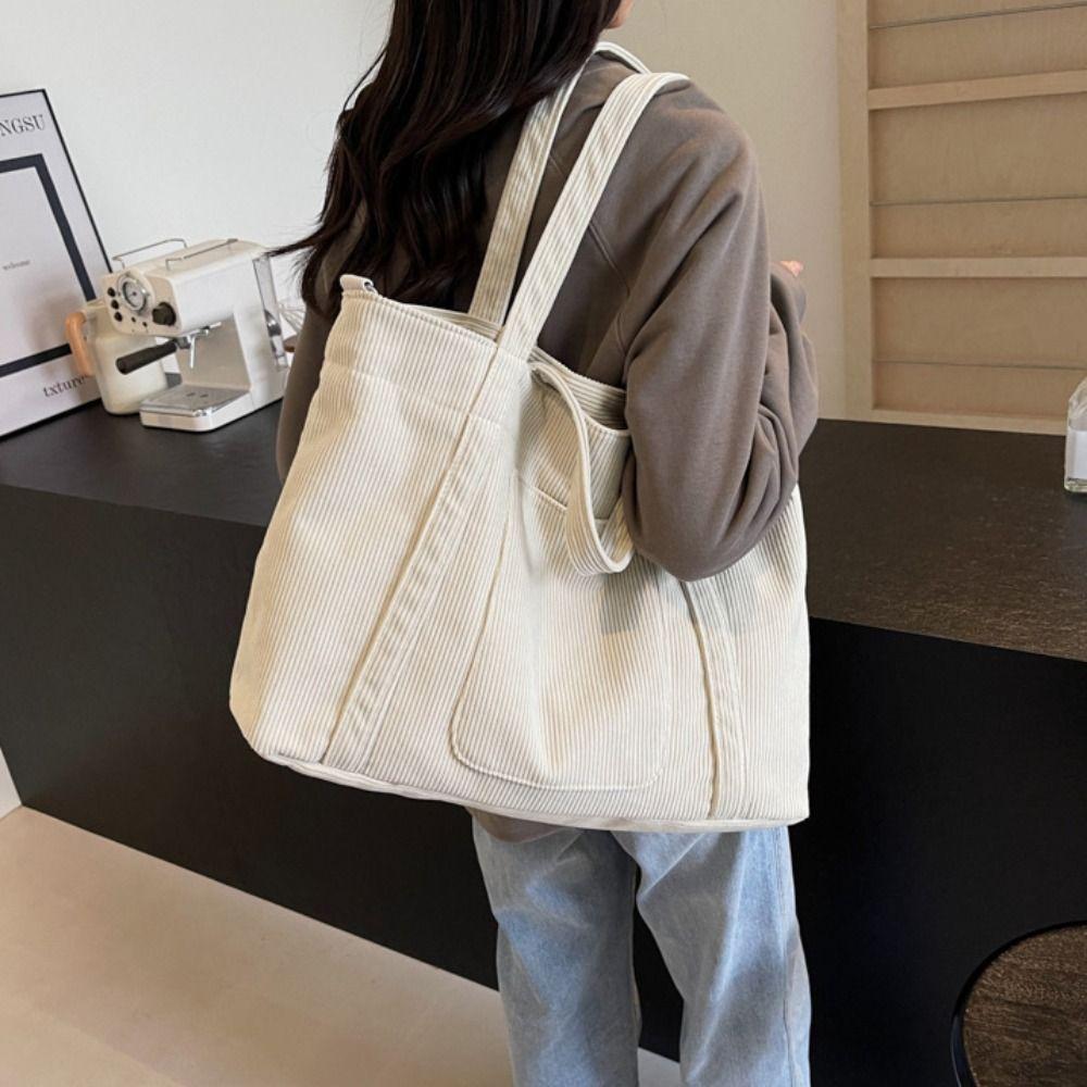 Large Capacity Canvas Tote Bag Casual Crossbody Bag Casual Corduroy Shoulder Bag  Women