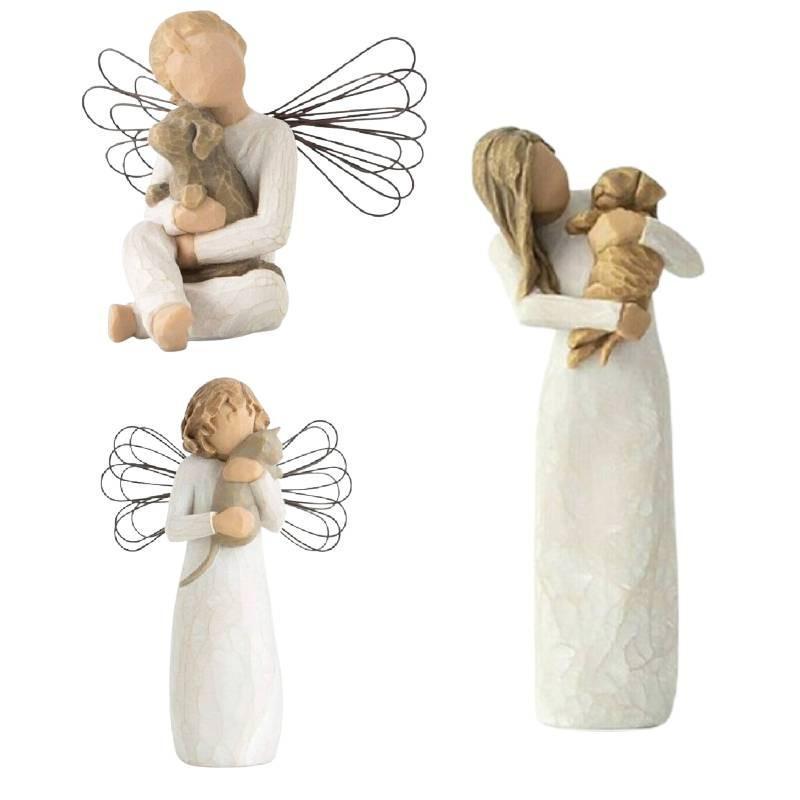 Tree Angels Willow Figurine Embrace Pet Ornament Sculptures Statue Gift Resin