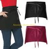 F26C Spill Resistant Lightweight Black Polyester Waist Tied Cooking Apron
