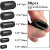 80PCS Vacuum Hose Caps, Connector Assortment 6 Sizes Black Rubber Cap, Automotive Topomatic Replacement Parts For Carburetor Vacuum Plugs, Intake