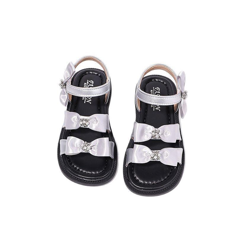 Girls' Bowknot Sandals Summer New Style Princess Shoes for Girls, Soft Sole Open-Toe Beach Shoes for Older Children