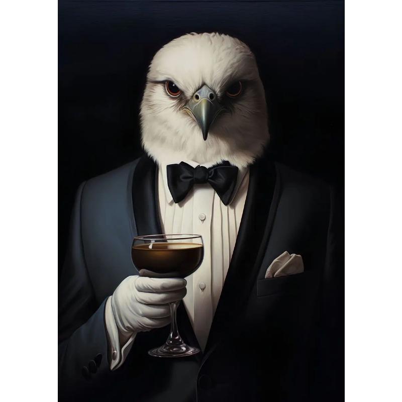 Funny Animals Raccoon In Tuxedo Owl Pug Suit Print Poster Canvas Painting Cute Kawaii Wall Art Pictures Living Room Home Decor