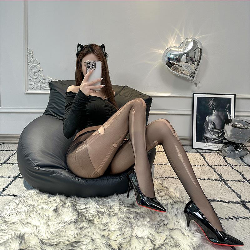 Bas Résille Jetables Design Sans Entrejambe Pas Besoin de Retrait Ultra Fins Déchirables Bas Noirs pour Boîte de Nuit Spa Chaussettes