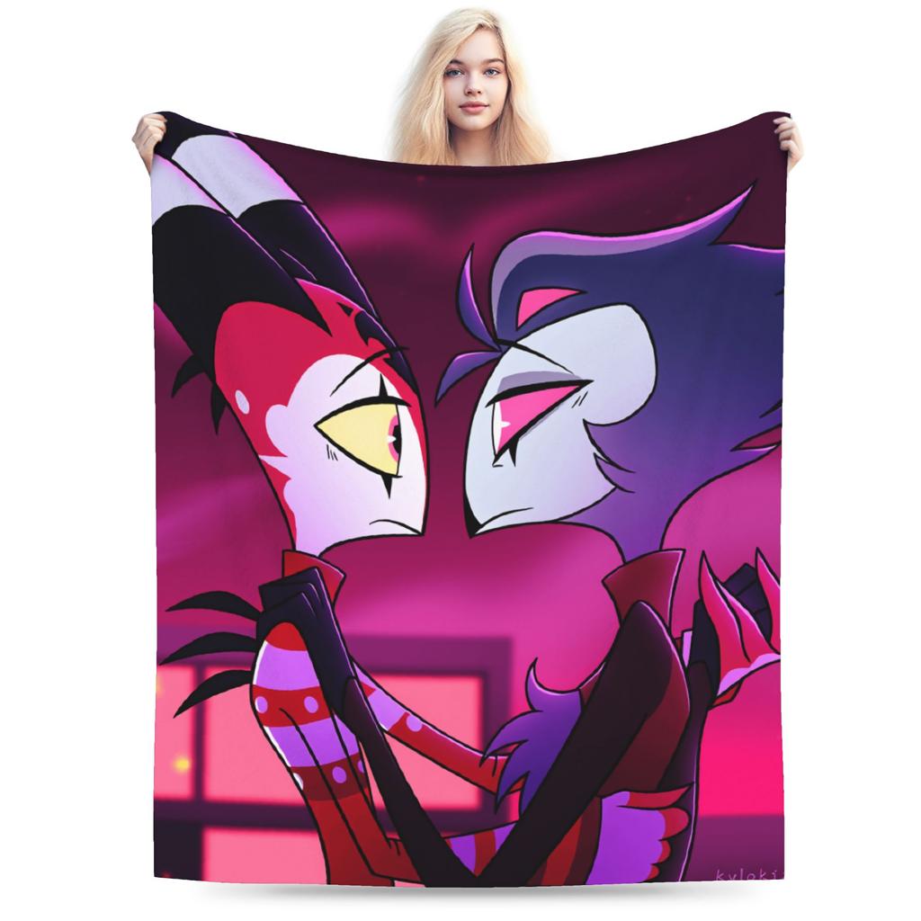 Blitzo Plush Blanket Kids Helluva Boss Flannel Throw Blanket For Living Room Warm Soft Custom DIY Quality Bedspread Gift