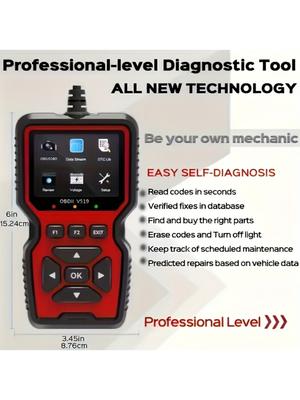 Skaner diagnostyczny OBD2 do samochodu Czytnik kodów, Tester napięcia w samochodzie Skaner kodów usterek silnika, Tester ładowania Narzędzie diagnostyczne V519