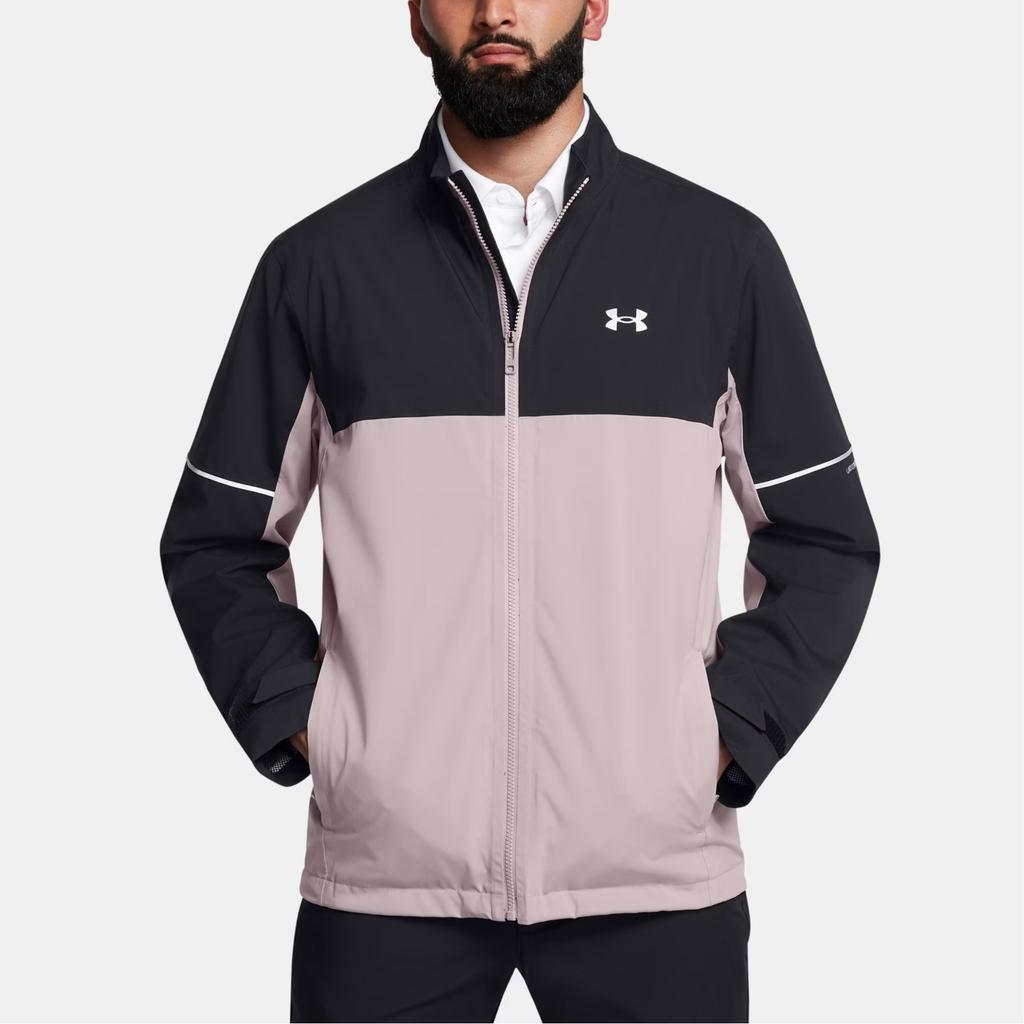 Under Armour Rain Drive Windproof Waterproof Breathable Loose Jacket Men Jacket Black Gray 1385832-001