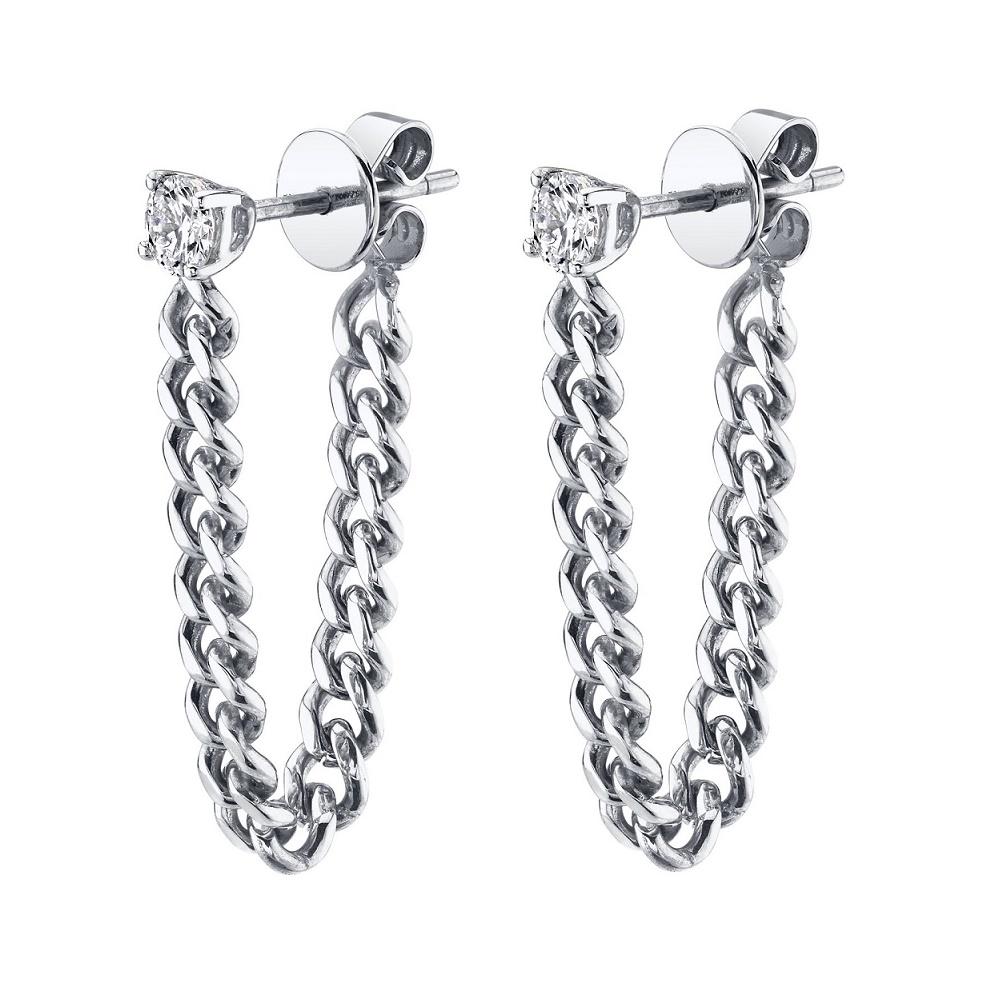 Gold Plated Fashion European Women Jewelry Tassel Chain Single Round 5a Cz Dangle Chain Earring