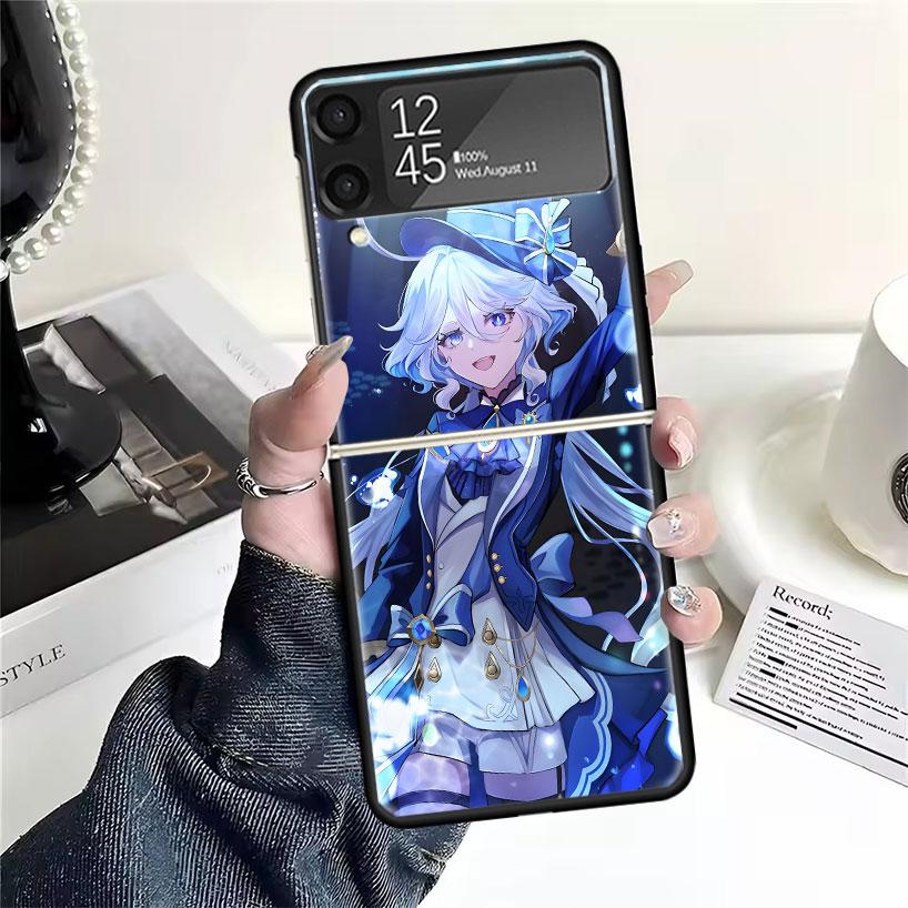 Genshin Impact Furina Cases For Samsung Galaxy Z Flip 4 5 6 7 3 Z Flip7 Flip6 Flip4 Flip5 Flip3 5G Hard Shockproof Fundas Cover