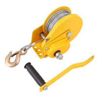 Hand Winch Heavy Duty with Auto Brake 2 Way Self Locking Compact Manual for Boat Trailer Truck 1200lbs with 20m Rope Hook