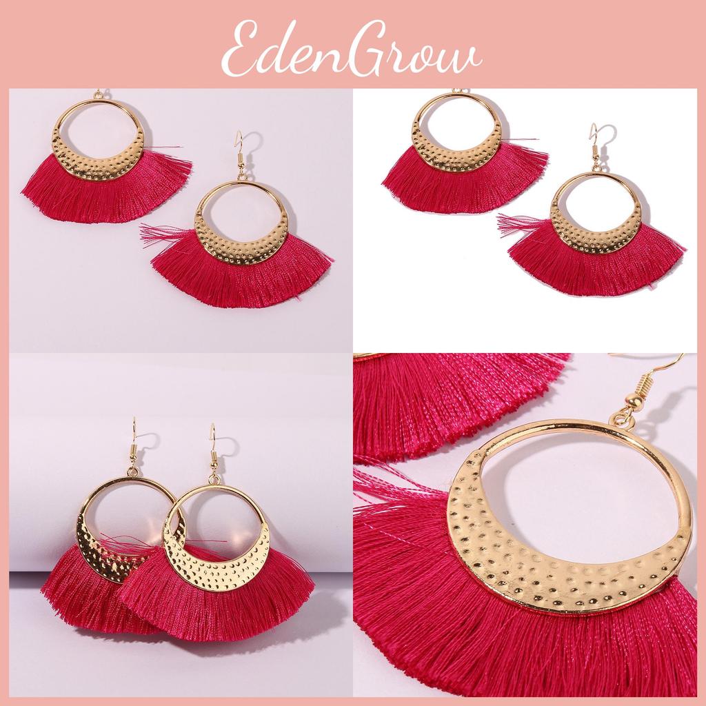 Retro Boho Alloy Long Tassel Earrings Geometric Fashion Jewelry For Women