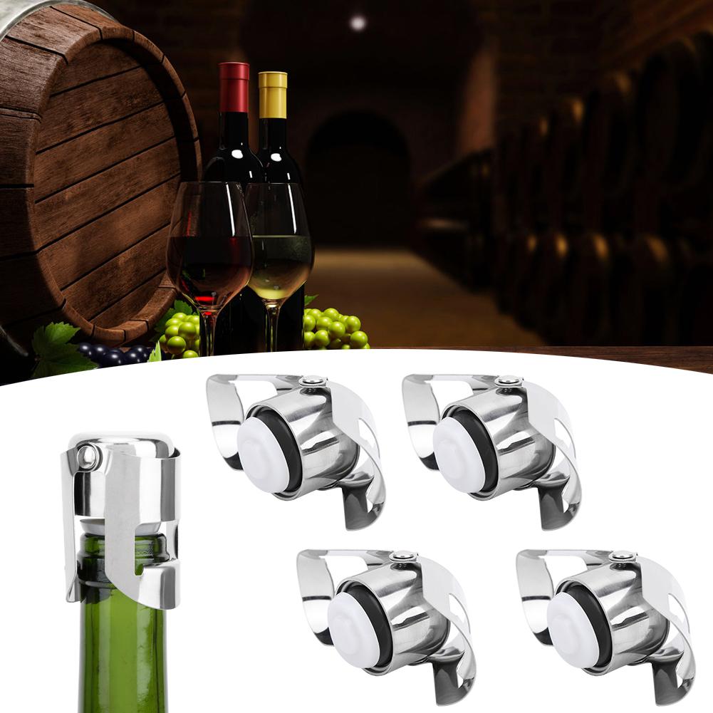 

5Pcs Silver Stainless Steel Wine Stopper Portable Champagne Stopper for Restaurant and Hotel
