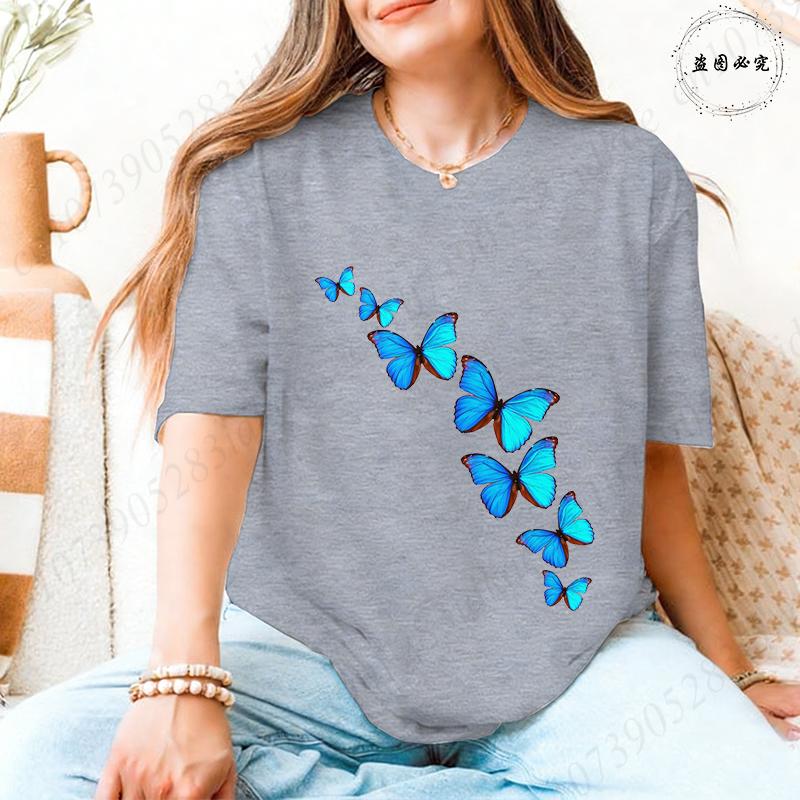 

Womens Cute Headphone Butterfly Music Graphic Tshirts Colorful Pattern O Neck Short Sleeve 2026 Casual Female Daily Wear Tees S