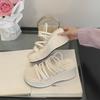 Fashion 2025 Summer Chunky Heels Sandals New Fashion Strap High Heeled Slippers Woman Black Slip On Casual Platform Sandalias Mujer