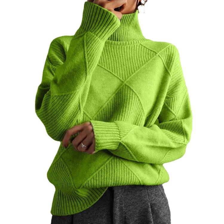 Chic High-Neck 3D Diamond Knitwear for Women - Spring/Autumn 2026 Design